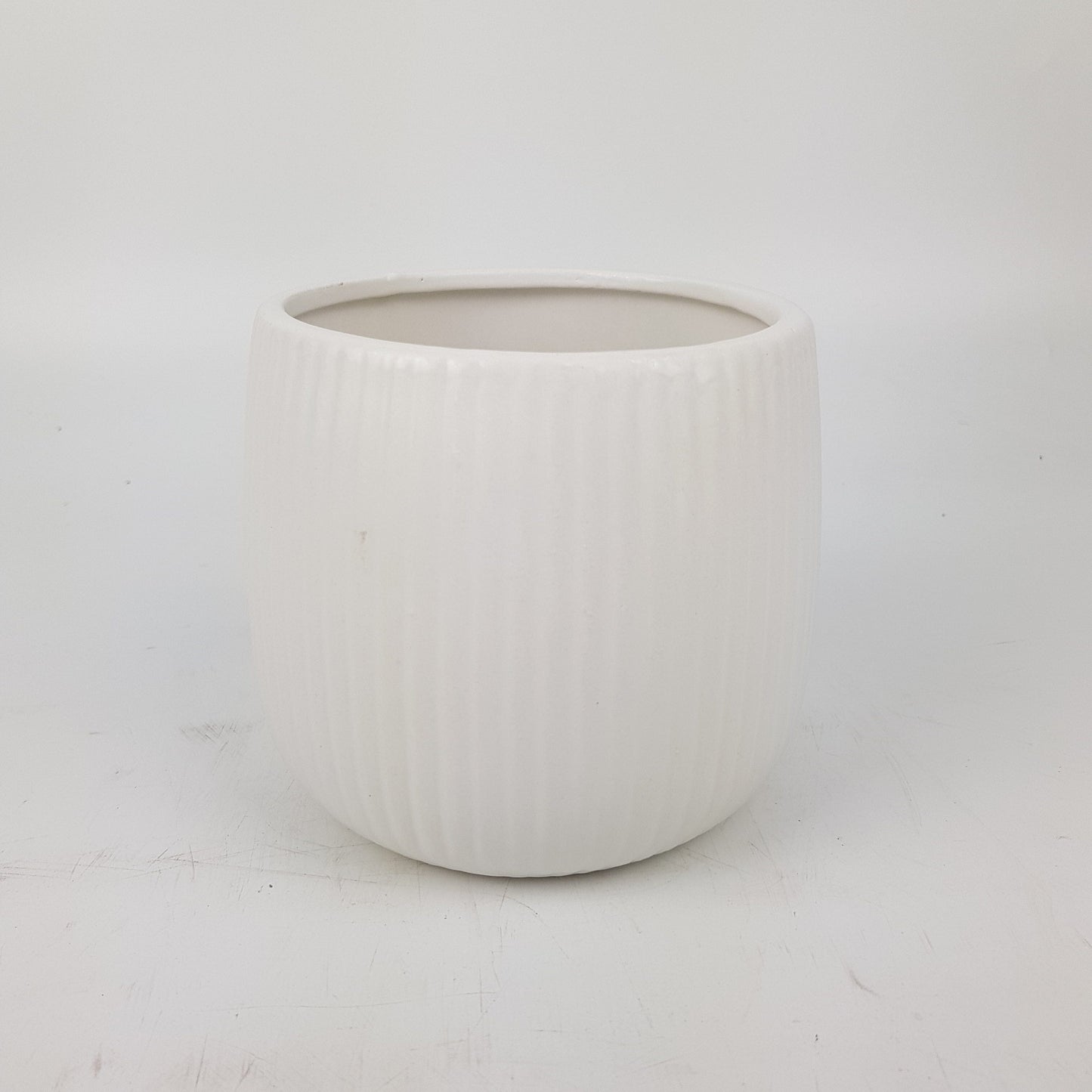 Ceramic Pot JC70008 - White 12.5cm (d) x 13cm (h)