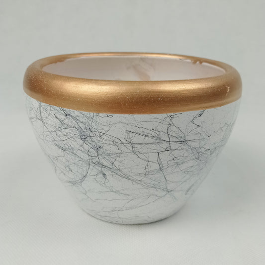 Ceramic Pot QS8004-FSJ - White Gold Marble